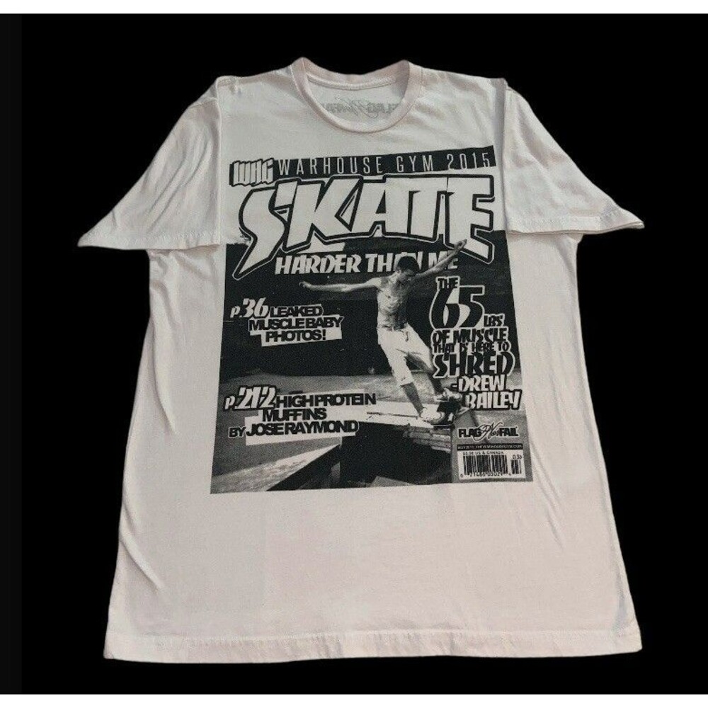Warhouse Gym Graphic Tee Men’s Medium WHG Flag Nor Fail T Shirt Skate Grunge